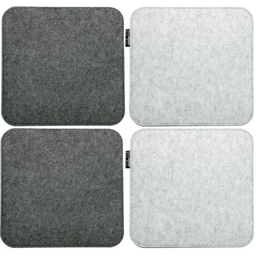 4 Coussins de Chaise en Feutre 35x35x0,8cm Carré fin réversible Gris