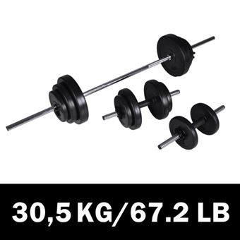 Kit de barre d haltère et 2 haltères 30,5 kg - 1