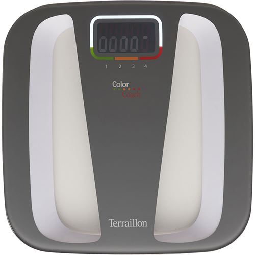 Terraillon Pèse Personne Électronique, 4 Mémoires Utilisateurs, Marche/Arrêt Automatique, Color Coach Quattro, Gris/Blanc