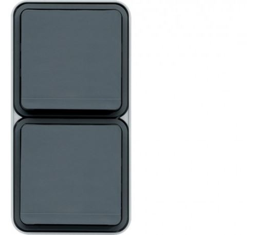 Hager Gris Double Prise De Courant Verticale 2P+T Complet Cubyko En Saillie - Image 1