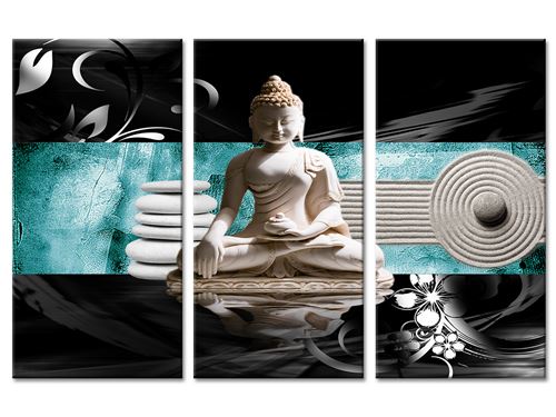 Tableau Toile Triptyque Zen Bouddha Meditation Achat Prix Fnac
