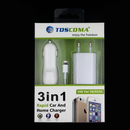 Pack Chargeur pour IPHONE X (Cable Chargeur + Adaptateur Prise Secteur + Double Adaptateur Allume Cigare) APPLE USB Lightning (BLANC)