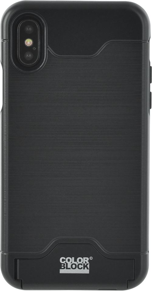 Coque rigide Colorblock noire avec porte-cartes pour iPhone X
