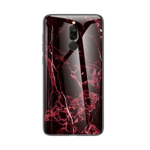 Coque Xiaomi Redmi 8 Tpu Marbre Rouge Dos en Verre Trempé Housse Etui hfs-house®