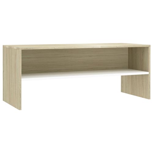 vidaXL Meuble TV Blanc et sonoma 100 x 40 x 40 cm Aggloméré
