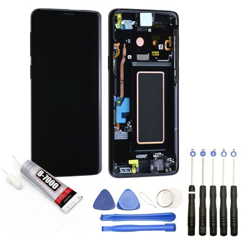 Visiodirect® Ecran complet sur châssis compatible avec Samsung Galaxy S9 G960F NOIR+ Kit outils + Colle B7000 Offerte