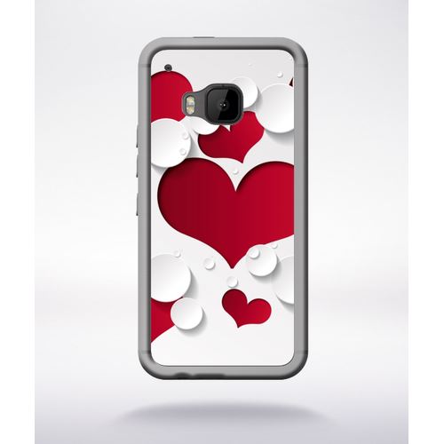 Coque Coeurs Compatible Htc One M9 Transparent