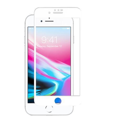 Verre Trempé 3D pour iPhone 6/7/8 Plus, Protection d'Écran, Dureté 9H, sans Bulles, Anti-Empreintes Digitales, Blanc