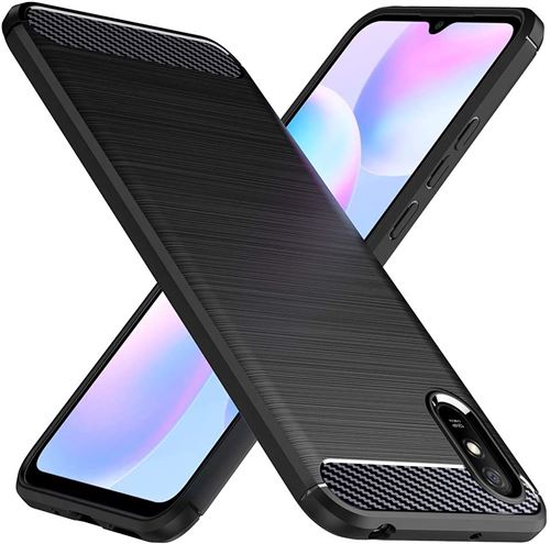 Housse de protection pour Xiaomi Redmi 9A Fibre de Carbone Noir