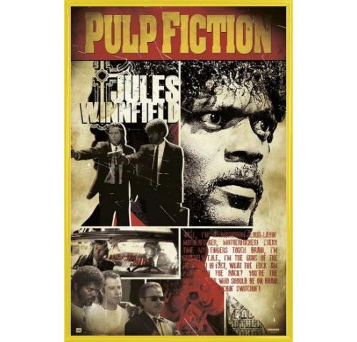 Poster Encadré: Pulp Fiction - Jules (91x61 cm), Cadre Plastique, Jaune