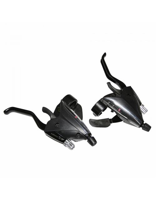 Levier-manette vtt p2r 3x7v. noir alu azera pour frein v-brake compatible shimano (paire)