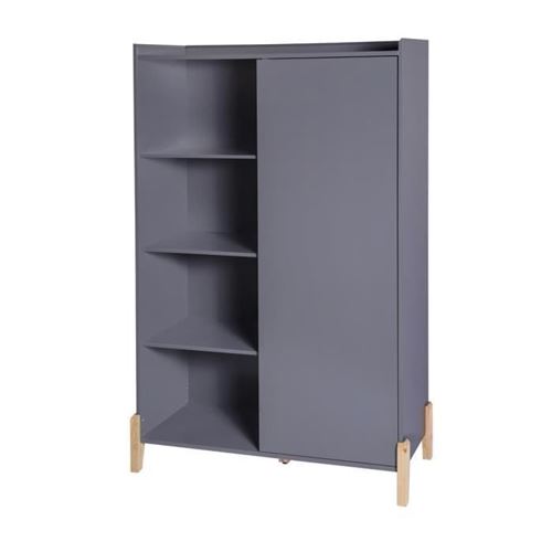 FUSIFOM Meuble de Rangement haut 1 porte - Gris - L 100 x P 40 x H 150 cm