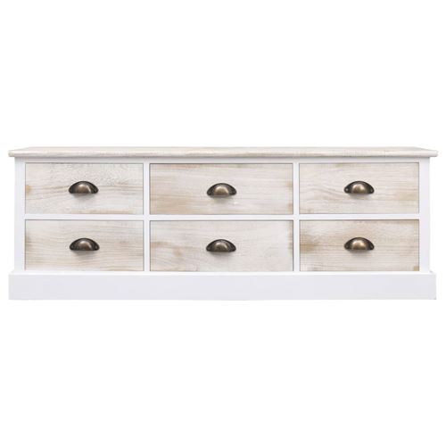 vidaXL Meuble TV Blanc et naturel 115 x 30 x 40 cm Bois