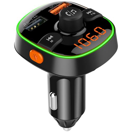 Non Communiqué Noir Transmetteur Fm Bluetooth Aucune 2 Ports Usb Avec Affichage Led - Image 1