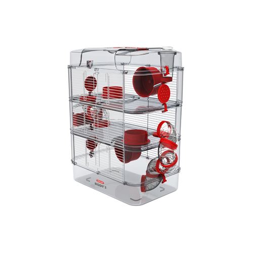 Cage pour petits rongeurs Rody 3 trio rouge grenadine
