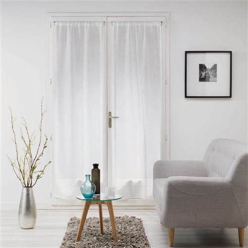 Paire droite passe tringle 2 x 70 x 240 cm voile tisse milza Blanc
