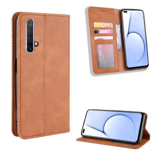 Etui en PU style vintage marron pour votre Realme X50 5G
