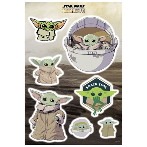 Stickers Muraux géant Mandolorian Baby Yoda The Child Cluster Star Wars 50 x 70 cm