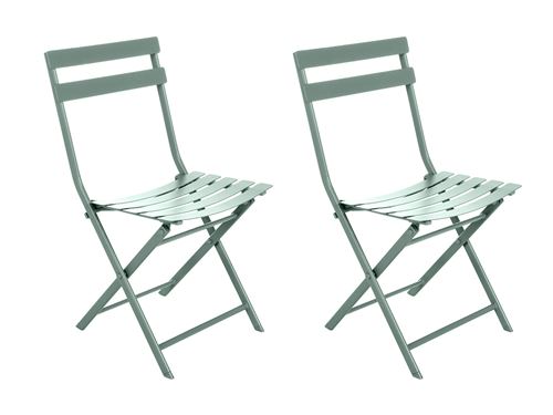 Lot de 2 Chaises de jardin métal pliante Greensboro Olive - Hespéride