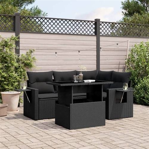 VidaXL - Garten sofagarnitur poly-rattan, One Size, Schwarz