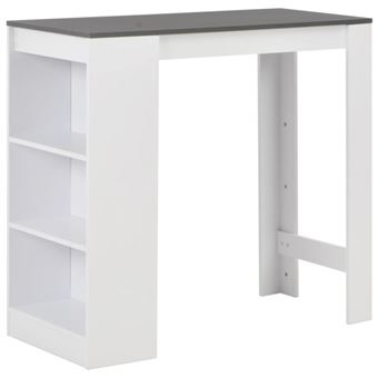 Table de bar avec étagère Blanc 110x50x103 cm - 1