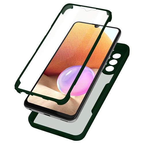 Avizar Coque pour Samsung Galaxy A32 Dos Plexiglas Avant Polymère Coins Renforcés Contour Vert
