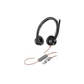 HP Poly Blackwire 3320 - Blackwire 3300 series - micro-casque - sur-oreille - filaire - USB-C - noir - certifié UC, Certifié pour Microsoft Teams - 1