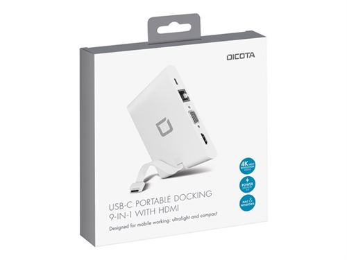 DICOTA USB-C Portable Docking 9-in-1 with HDMI - Station d'accueil - USB-C - VGA, HDMI