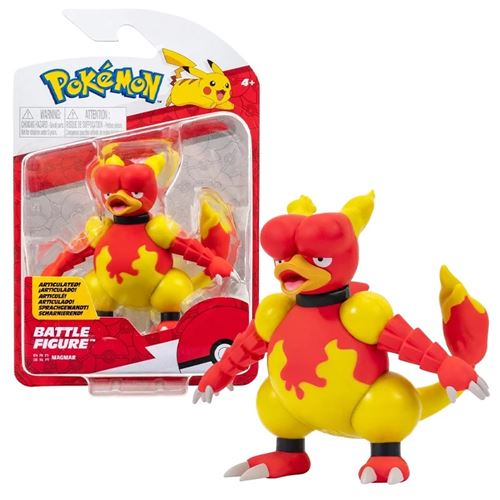 Figurines Pokémon Battle Figure Set - Pikachu, Magmar Et Tortipouss, 10 Cm, PVC, Neuves Sous Blister