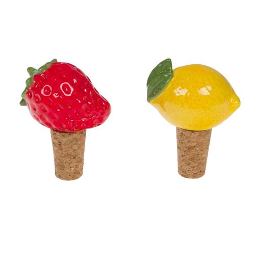 Non Communiqué Multicolore Coffret De 2 Bouchons Déco Fruits - Amadeus - Céramique