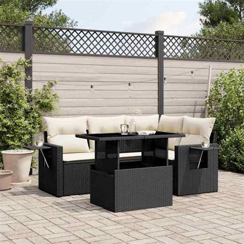 Non Communiqué Noir Vidaxl Salon De Jardin 5 Pcs Avec Coussins Résine Tressée 3267876