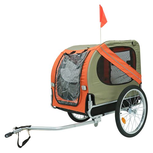 Remorque Velo B.LIVEM® Pliable avec Drapeau Charge Max.40KG Orange 137*73*90cm