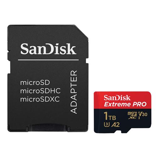 SanDisk Extreme Pro - Carte mémoire flash (adaptateur microSDXC vers SD inclus(e)) - 1 To - A2 / Video Class V30 / UHS-I U3 / Class10 - microSDXC UHS-I