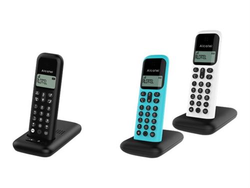  Alcatel D285 Voice Trio - T&eacute;l&eacute;phone sans fil - syst&egrave;me de r&eacute;pondeur avec ID d'appelant - (conf&eacute;rence) &agrave; trois capacit&eacute; d'appel - noir,