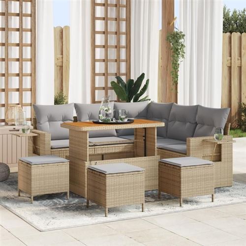 Vidaxl Beige Ensemble De Canapé De Jardin 9 Pc Polyrotin - Image 2