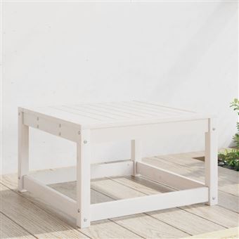 Repose pied de jardin blanc bois de pin massif - 1