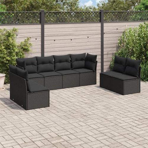 VIDAXL - Salon de jardin modulable - Rotin - Noir - 8 places - Image 2
