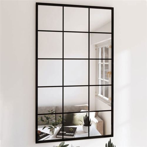 vidaXL Miroir mural noir 100x60 cm métal