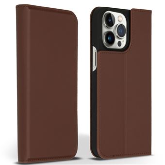 Coque pour iPhone 14 Pro Max Cuir véritable Marron Accezz - 1