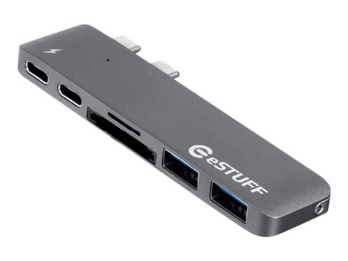 eSTUFF Allure Series Slot-in Hub Pro - Station d'accueil - USB-C / Thunderbolt 3 - pour Apple MacBook Pro with Touch Bar (Fin 2016, Mi-2017)