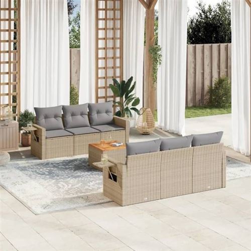 Non Communiqué Beige Salon De Jardin Modulable Vidaxl Resine Tressee 6 Personnes 62 X 55 X 69 Cm 7 Pieces