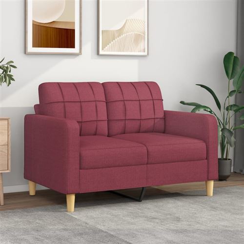 Non Communiqué Rouge Vidaxl Canapé À 2 Places Bordeaux 120 Cm Tissu