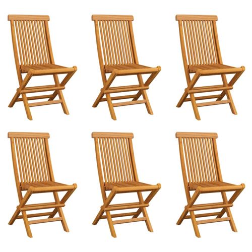 Vidaxl Chaises Pliables De Jardin Teck Solide - Lot De 6 - Image 3