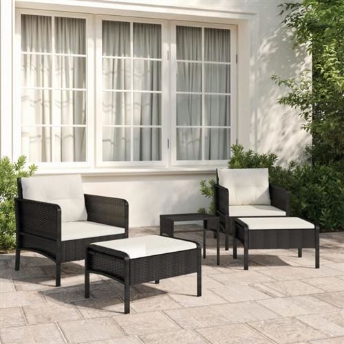 Non Communiqué Noir Salon De Jardin Vidaxl Resine Tressee 5 Pieces 2 Personnes