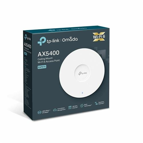 TP-Link Omada EAP670 V1.26 - Borne d'accès sans fil - Wi-Fi 6 - 2.4 GHz, 5 GHz - géré par le Cloud - montable au plafond/mur - pour Contrôleur Cloud Omada TP-Link OC200; Omada OC200, OC300