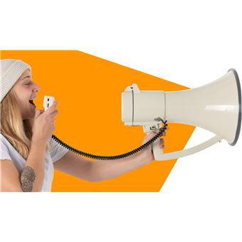 McGrey MP-2000HRS MkII Mégaphone Haut-Parleur - Portée : Max. 2400 m en Champ Libre - Porte-Voix Sirène, sifflet, Enregistrement/Lecture - avec USB/SD entrée auxiliaire - Sangle de Transport Incluse
