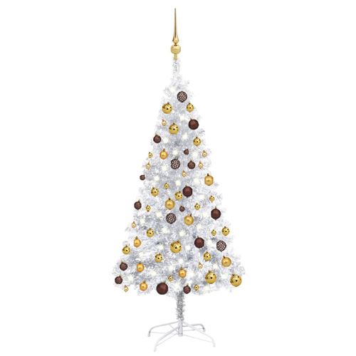 vidaXL Arbre de Noël artificiel avec LED et boules Argenté 150 cm PET