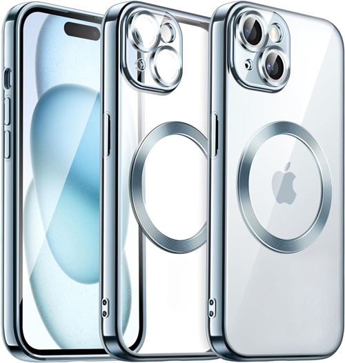 Coque Silicone Pour iPhone 15 Plus Couleur Bleu Compatible Magsafe Little Boutik®