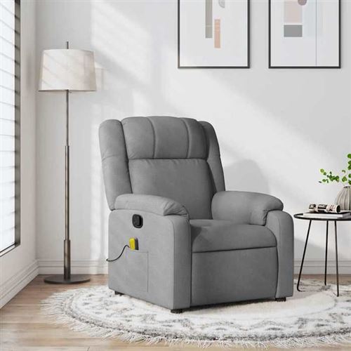 Vidaxl Gris/Clair Fauteuil De Massage, Relaxation Tissu - Image 2