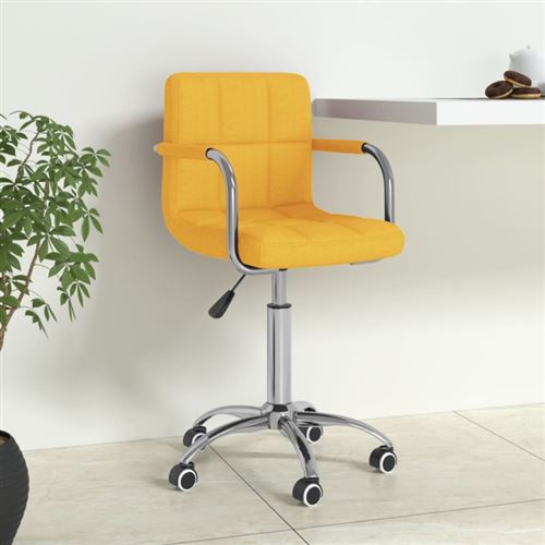VIDAXL - Chaise de bureau pivotante - Tissu - Jaune - Image 3